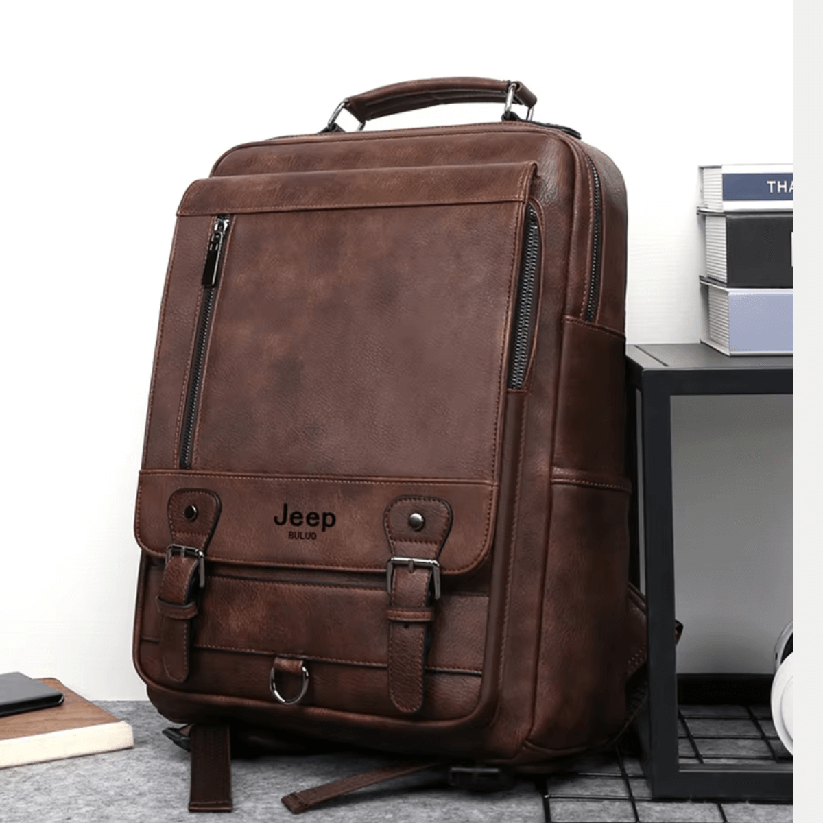 mochila masculina Em Couro jeep quantum viriati